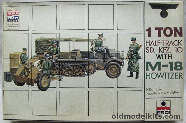 ESCI 1/35 Sd.Kfz 10 1 Ton Half Track with M-18 (M18) Howitzer, 5008 plastic model kit